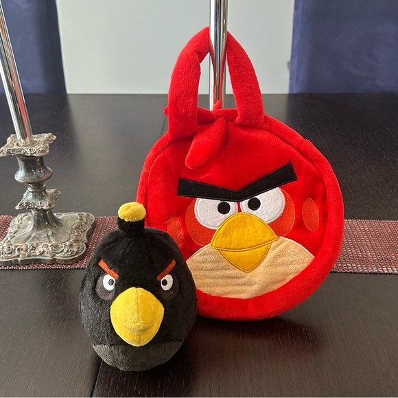Angry Birds Other - Angry Birds Red Plush Kids Purse and Black Bomb 2010 Commonwealth Stuffed Toy